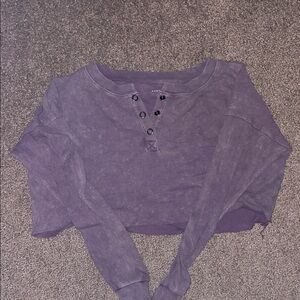 Aeropostale Purple Women's Cropped Henley Sweatshirt